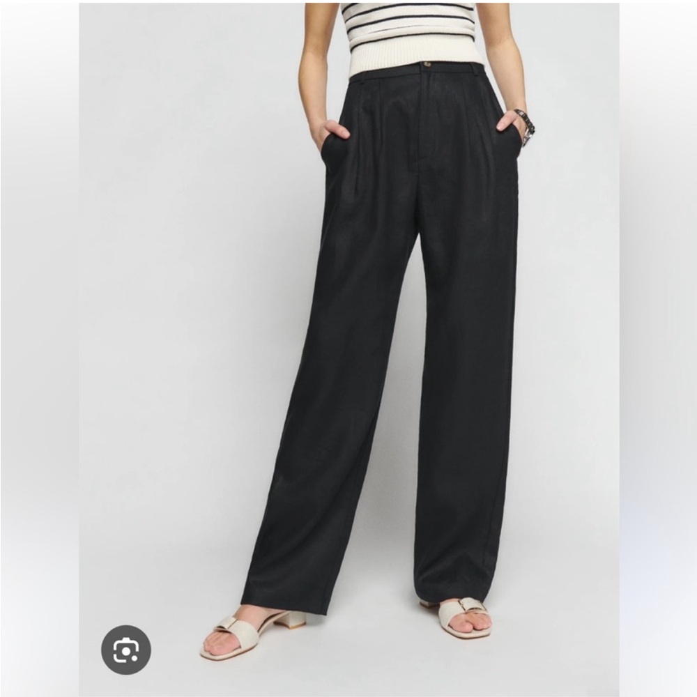 Reformation Mason Linen Pants in Black